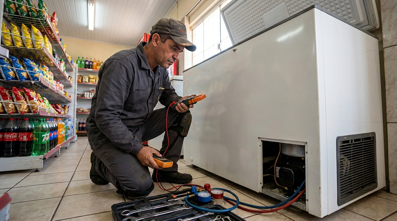 Reparo na placa eletrônica do freezer em Belém‑PA